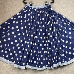 LNH cotton maxi skirt M full swing volume polka dot artsy bohemian casual coast
